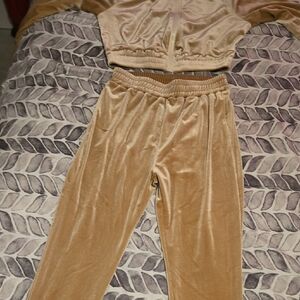 SHEIN Tan Velour Track Pants